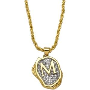 Gold Plated and Silver M Initial Pendant Necklaces